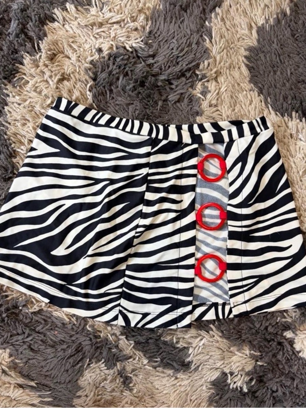 Zebra Print Mini Skirt with Red Accent Rings